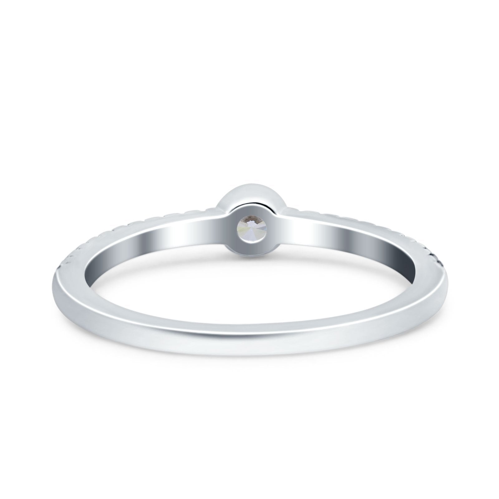 Petite Dainty Wedding Band Ring Blue Sapphire Round Simulated Cubic Zirconia 925 Sterling Silver