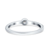 Petite Dainty Wedding Band Ring Blue Sapphire Round Simulated Cubic Zirconia 925 Sterling Silver