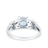 Vintage Style Cushion and Marquise Wedding Ring Lab Created White Opal 925 Sterling Silver