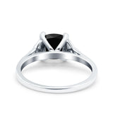 Celtic Art Deco Wedding Bridal Ring Round Simulated Black CZ 925 Sterling Silver
