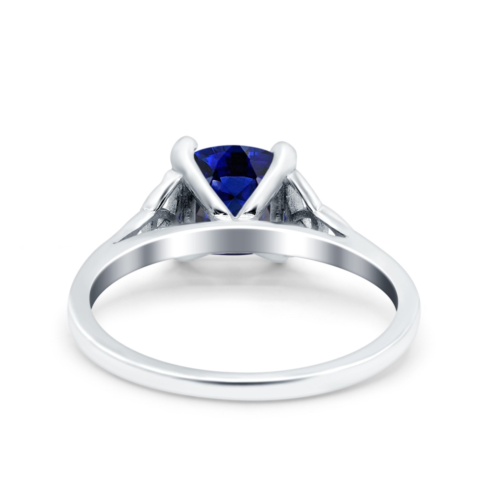 Celtic Art Deco Wedding Bridal Ring Round Simulated Blue Sapphire CZ 925 Sterling Silver