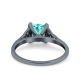 Celtic Art Deco Wedding Bridal Ring Round Black Tone, Simulated Paraiba Tourmaline CZ 925 Sterling Silver