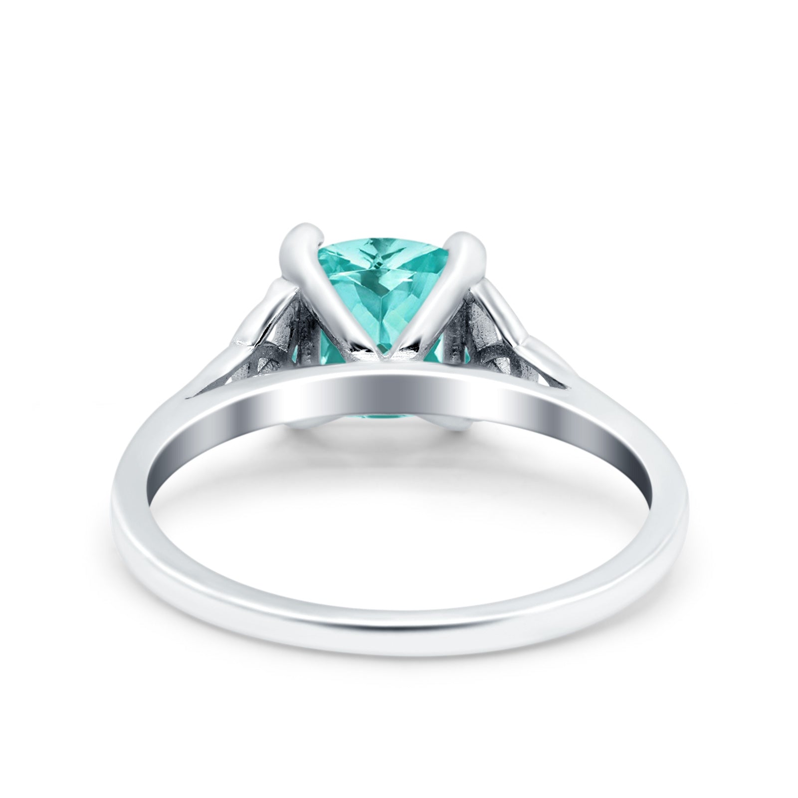 Celtic Art Deco Wedding Bridal Ring Round Simulated Paraiba Tourmaline CZ 925 Sterling Silver