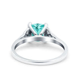 Celtic Art Deco Wedding Bridal Ring Round Simulated Paraiba Tourmaline CZ 925 Sterling Silver