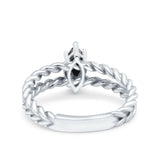Double Rope Twisted Style Art Deco Marquise Wedding Ring Simulated Black CZ 925 Sterling Silver