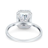 Emerald Cut Art Deco Wedding Ring Simulated Cubic Zirconia 925 Sterling Silver