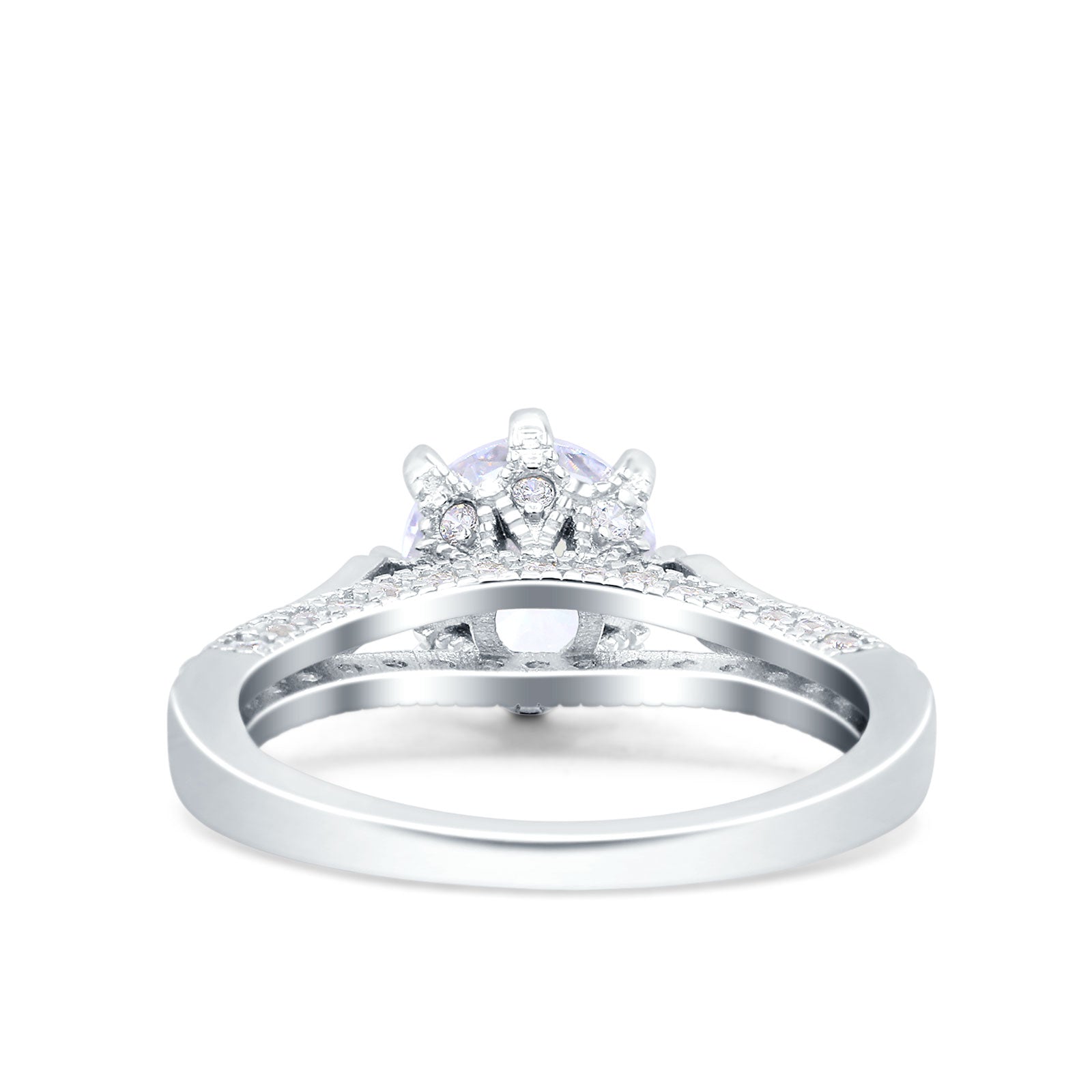 Art Deco Wedding Engagement Bridal Ring Simulated Cubic Zirconia 925 Sterling Silver