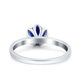 Art Deco Wedding Bridal Ring Round Simulated Blue Sapphire CZ 925 Sterling Silver