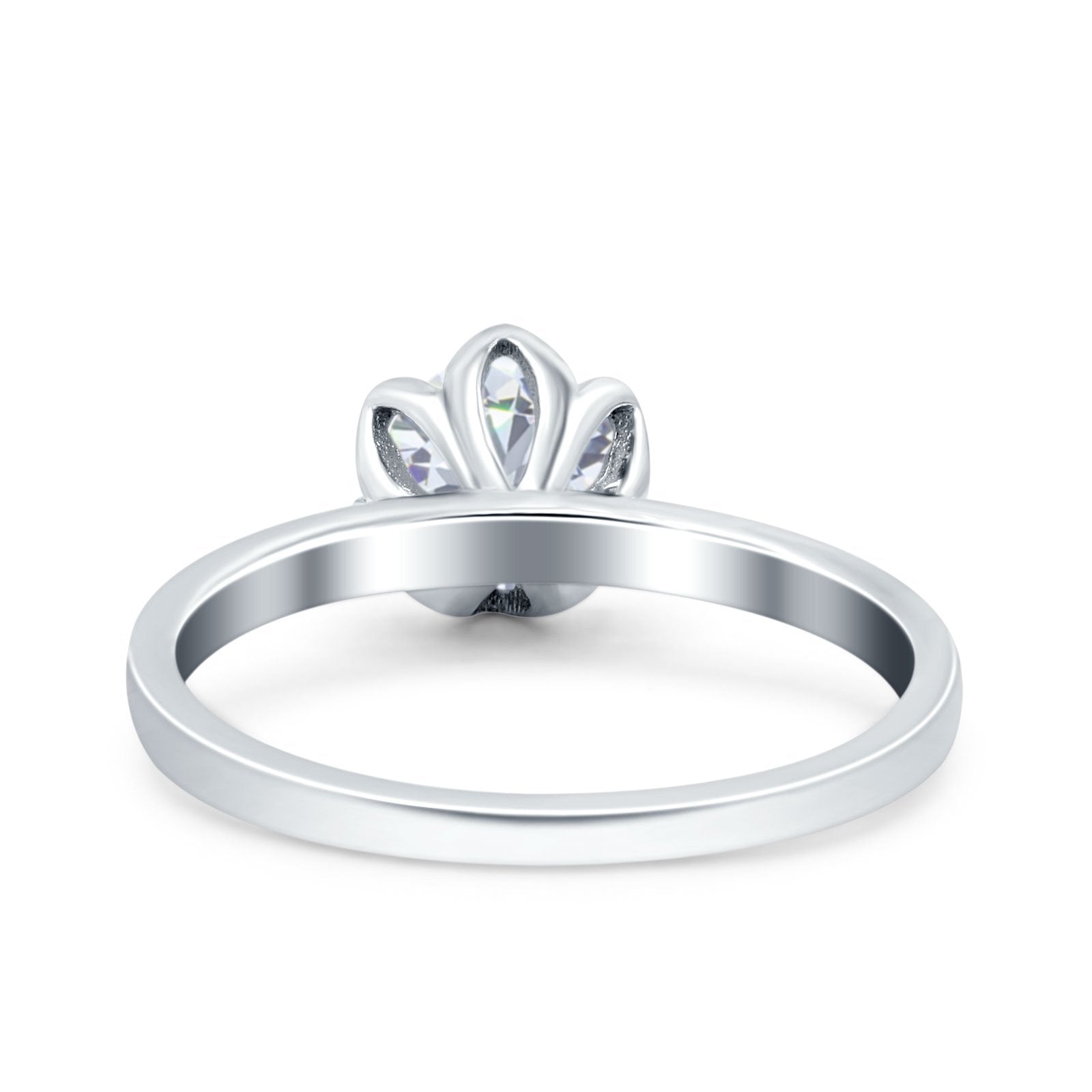 Art Deco Wedding Bridal Ring Round Simulated Cubic Zirconia 925 Sterling Silver