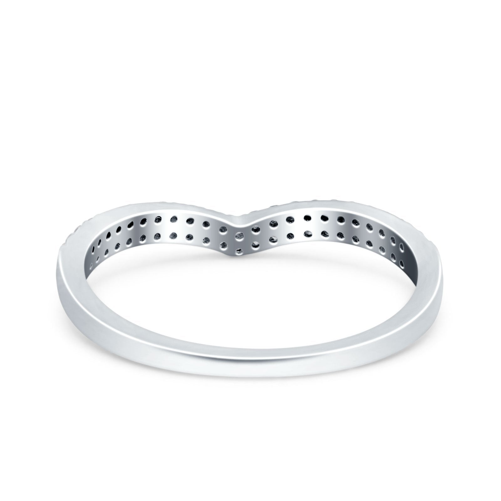 Half Eternity Ring Wedding Band Round Simulated Cubic Zirconia 925 Sterling Silver (4mm)