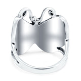 Butterfly Band Oxidized Thumb Ring Simulated Turquoise CZ 925 Sterling Silver