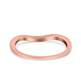 Contour Curved Half Eternity Band Ring Round Rose Tone, Simulated Cubic Zirconia 925 Sterling Silver (4mm)