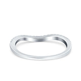 Contour Curved Half Eternity Band Ring Round Simulated Cubic Zirconia 925 Sterling Silver (4mm)