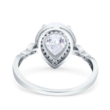 Teardrop Pear Art Deco Wedding Ring Simulated Cubic Zirconia 925 Sterling Silver