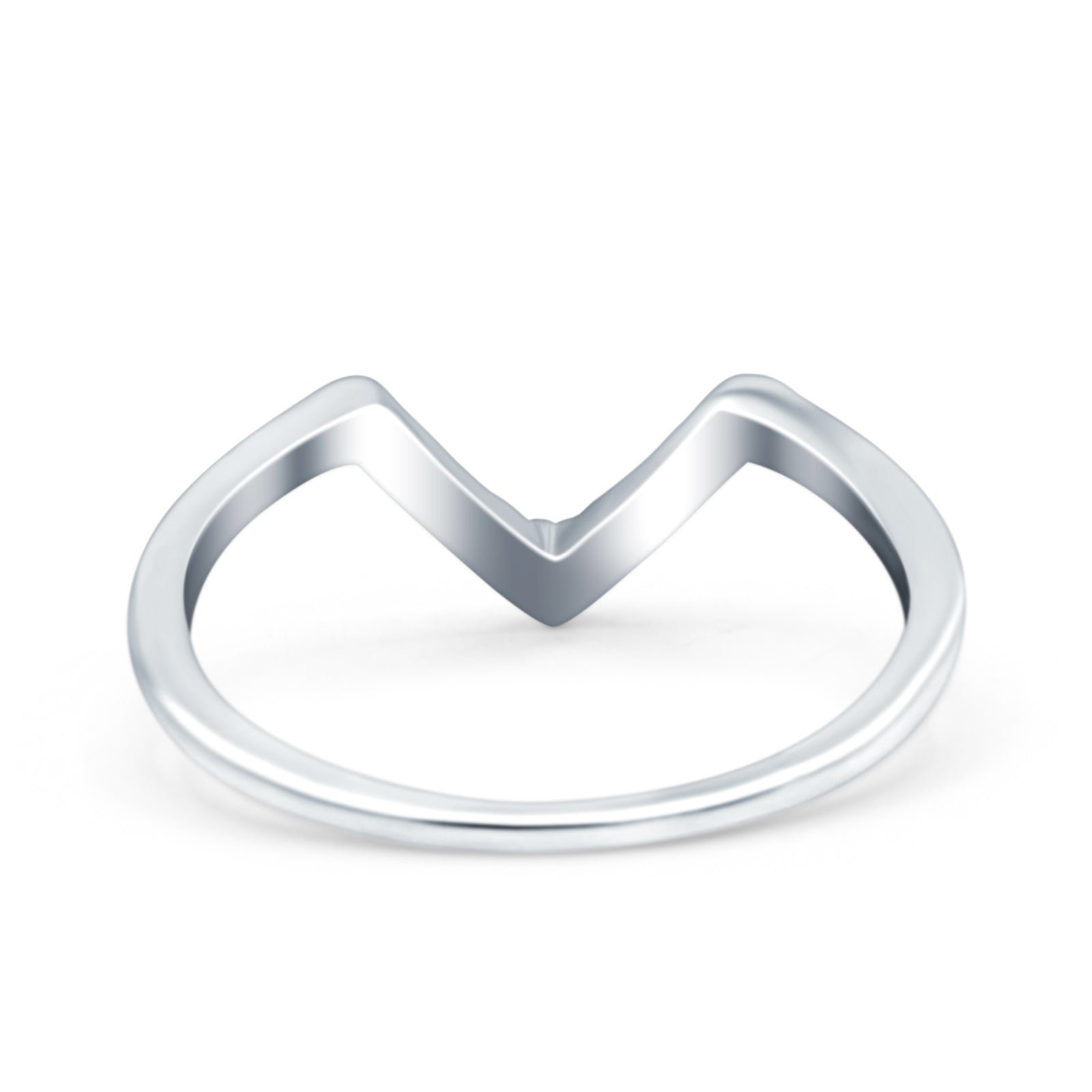 Curved Contour Half Eternity Chevron Midi Ring Wedding Band Round Pave Simulated CZ 925 Sterling Silver (8mm)