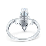 Art Deco Solitaire Accent Pear Wedding Bridal Ring Band Lab Created White Opal 925 Sterling Silver