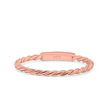 Half Eternity Ring Wedding Engagement Rope Band Round Rose Tone, Simulated CZ 925 Sterling Silver (2mm)