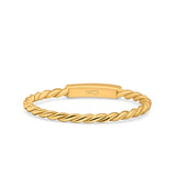 Half Eternity Ring Wedding Engagement Rope Band Round Yellow Tone, Simulated CZ 925 Sterling Silver (2mm)