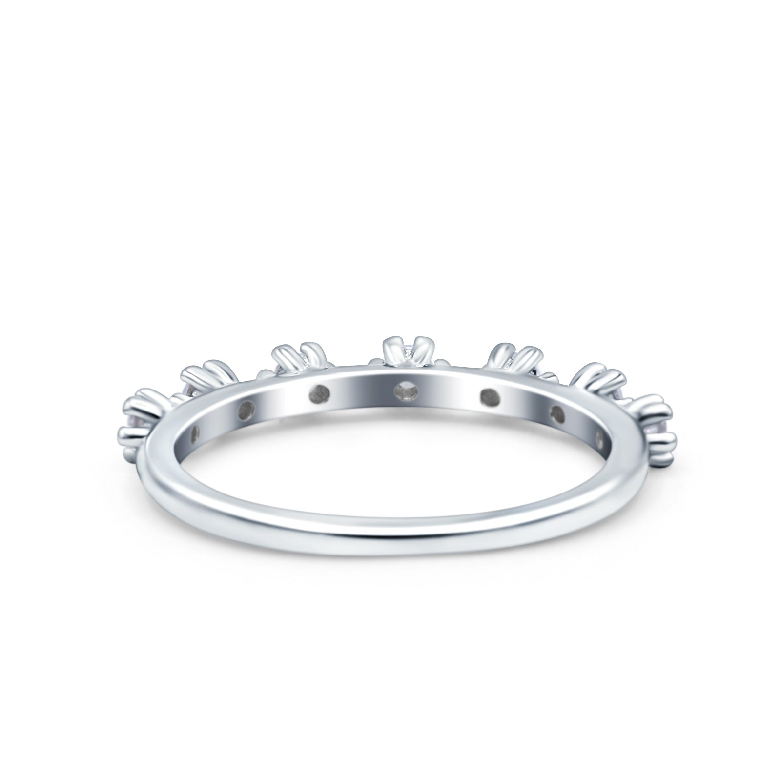 Half Eternity Ring Wedding Engagement Band Round Pave Simulated CZ 925 Sterling Silver (3mm)