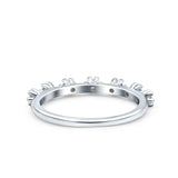 Half Eternity Ring Wedding Engagement Band Round Pave Simulated CZ 925 Sterling Silver (3mm)