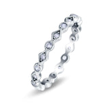 Full Eternity Stackable Ring Wedding Band Round Simulated CZ 925 Sterling Silver (3mm)