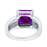 Princess Cut Art Deco Engagement Ring Simulated Amethyst CZ 925 Sterling Silver