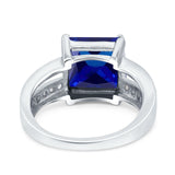 Princess Cut Art Deco Engagement Ring Simulated Blue Sapphire CZ 925 Sterling Silver
