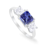 Princess Cut Engagement Ring Simulated Tanzanite CZ 925 Sterling Silver