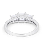 Three Stone Engagement Ring Princess Cut Simulated CZ 925 Sterling Silver