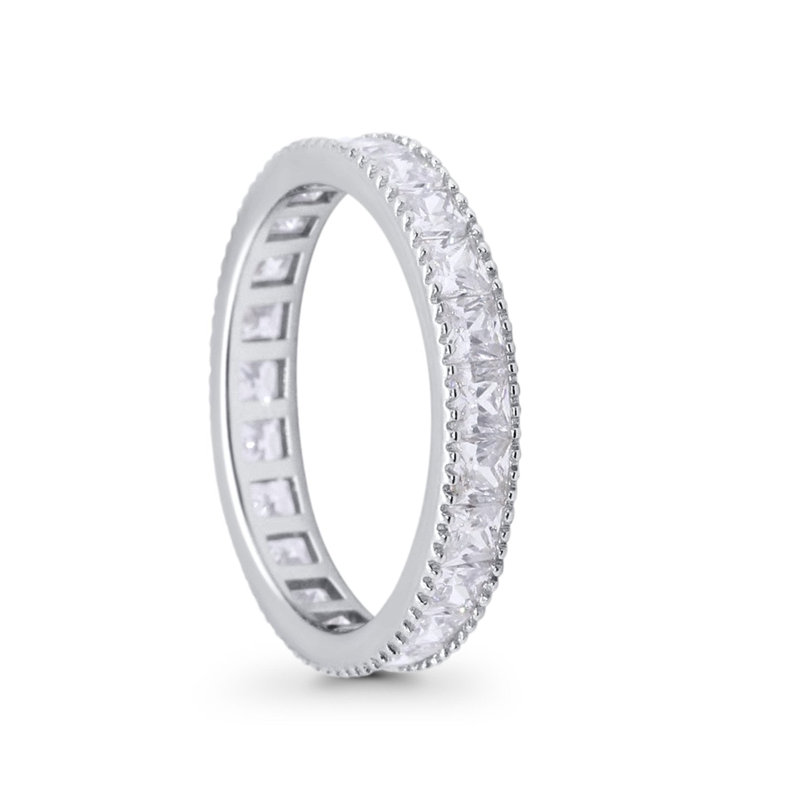 Full Eternity Wedding Band Ring Simulated CZ 925 Sterling Silver