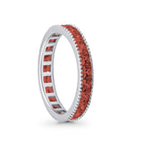 Full Eternity Wedding Band Ring Simulated Garnet CZ 925 Sterling Silver