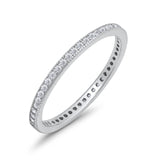 Stackable Full Eternity Wedding Band Rings Simulated CZ 925 Sterling Silver