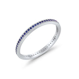 Full Eternity Stackable Band Rings Simulated Blue Sapphire CZ 925 Sterling Silver