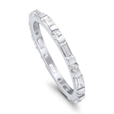 Eternity Stackable Engagement Ring Baguette Simulated CZ 925 Sterling Silver