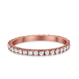 Full Eternity Stackable Wedding Rings Rose Tone, Simulated CZ 925 Sterling Silver