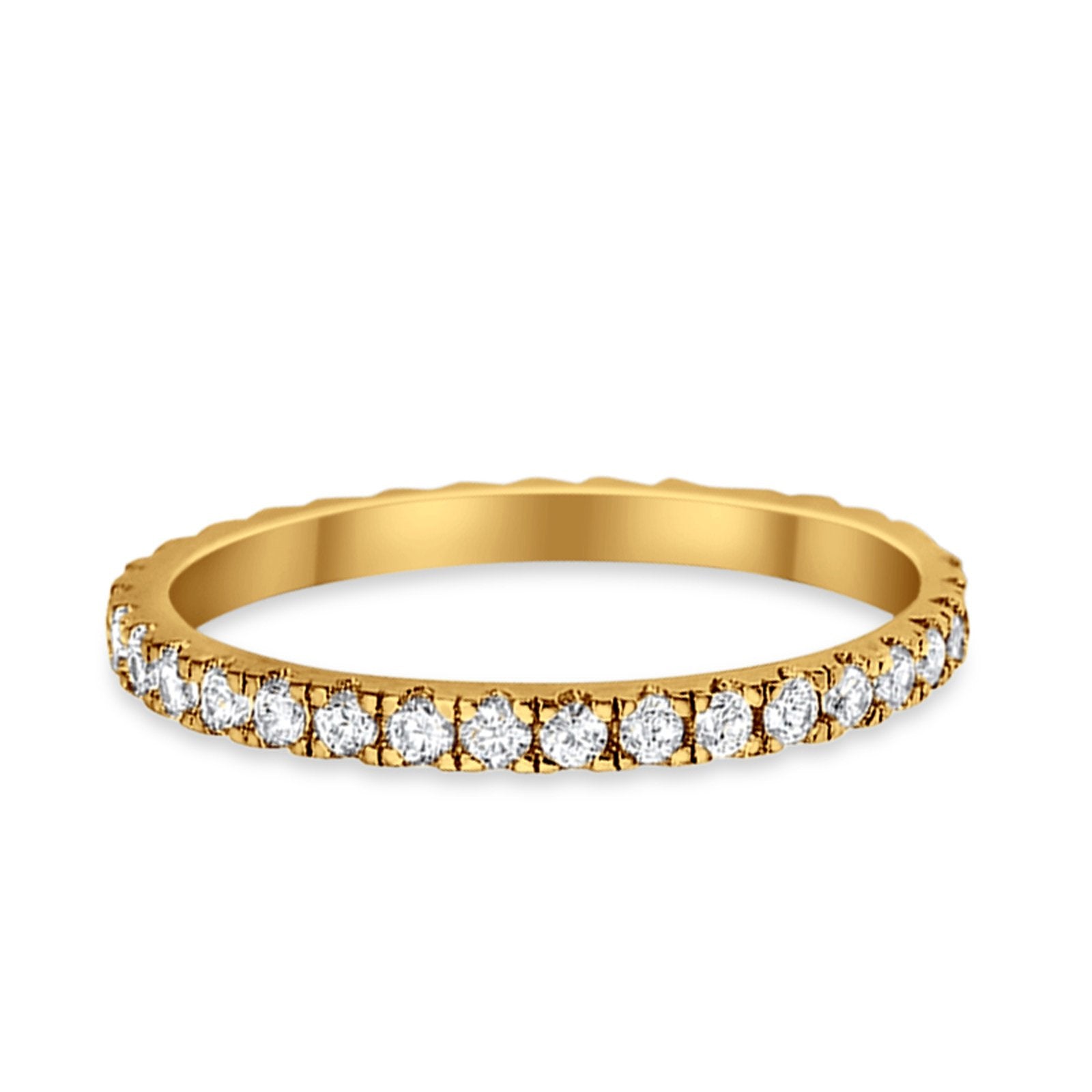 Full Eternity Stackable Wedding Rings Yellow Tone, Simulated CZ 925 Sterling Silver