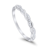 Half Eternity Infinity Twisted Band Rings Simulated CZ 925 Sterling Silver
