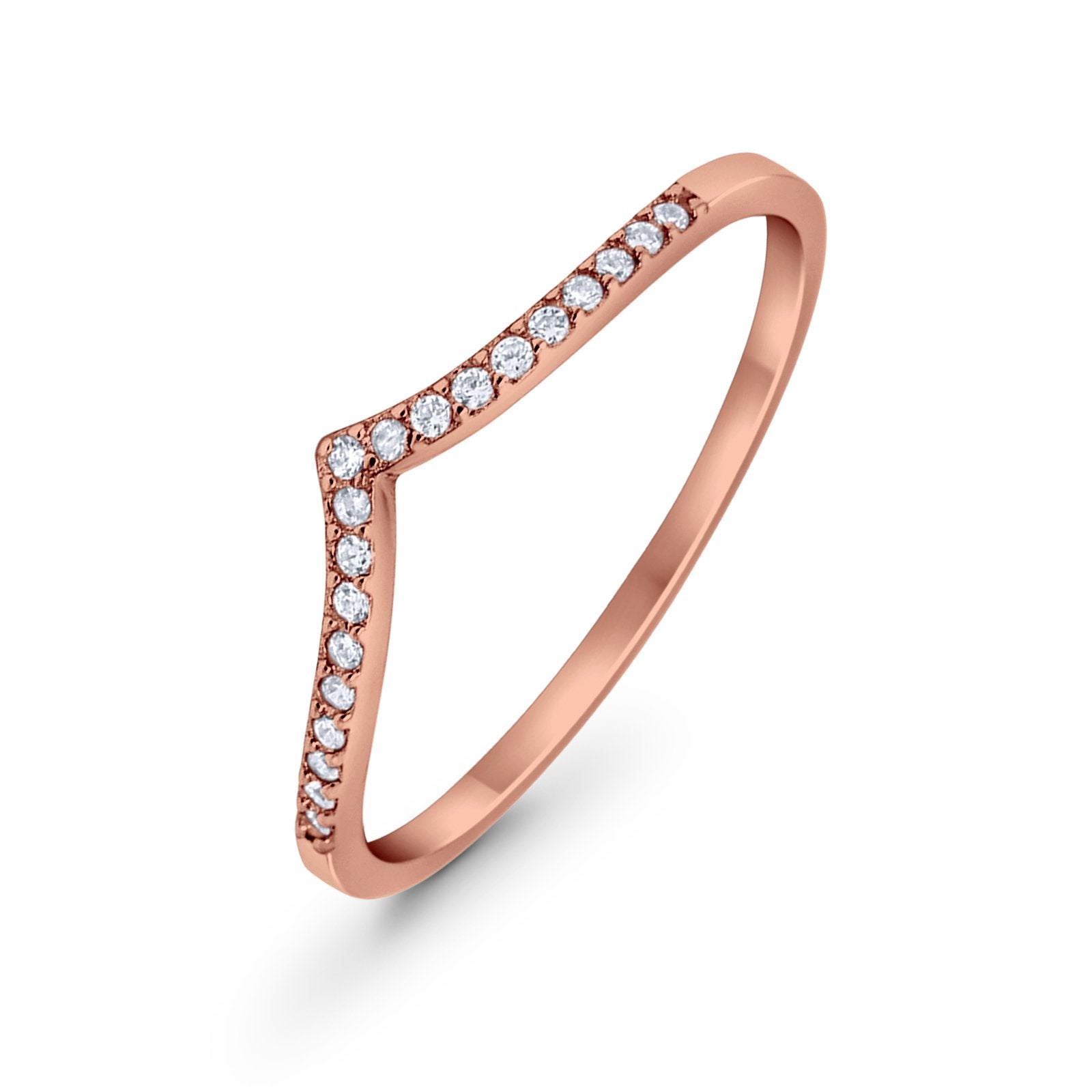 Eternity Wedding Band Ring Rose Tone, Simulated CZ 925 Sterling Silver