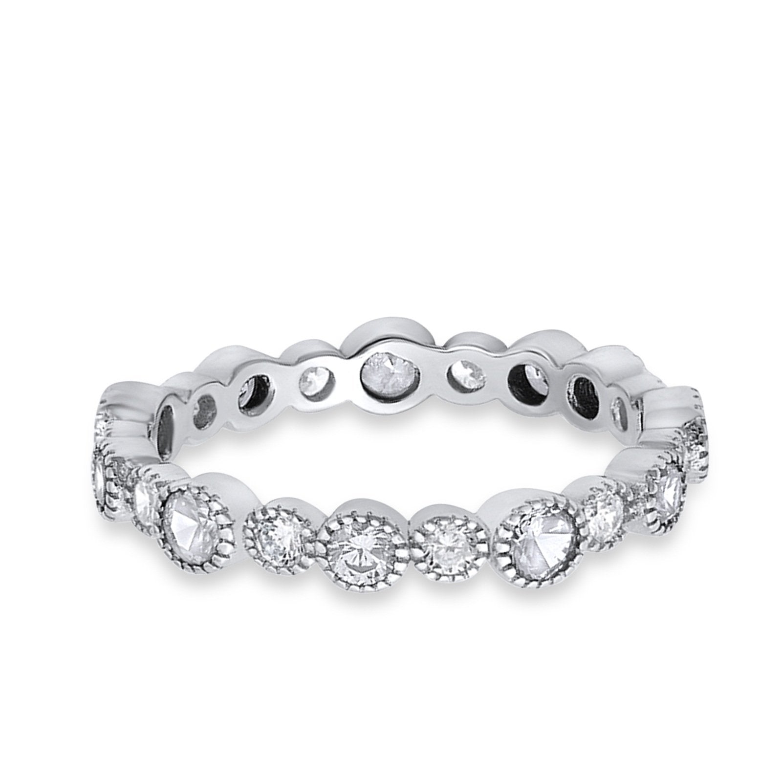 Full Eternity Wedding Ring Simulated Cubic Zirconia 925 Sterling Silver