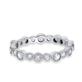 Full Eternity Wedding Ring Simulated Cubic Zirconia 925 Sterling Silver