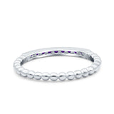 Half Eternity Wedding Band Ring Round Simulated Amethyst CZ 925 Sterling Silver