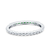 Half Eternity Wedding Band Ring Round Simulated Green Emerald CZ 925 Sterling Silver