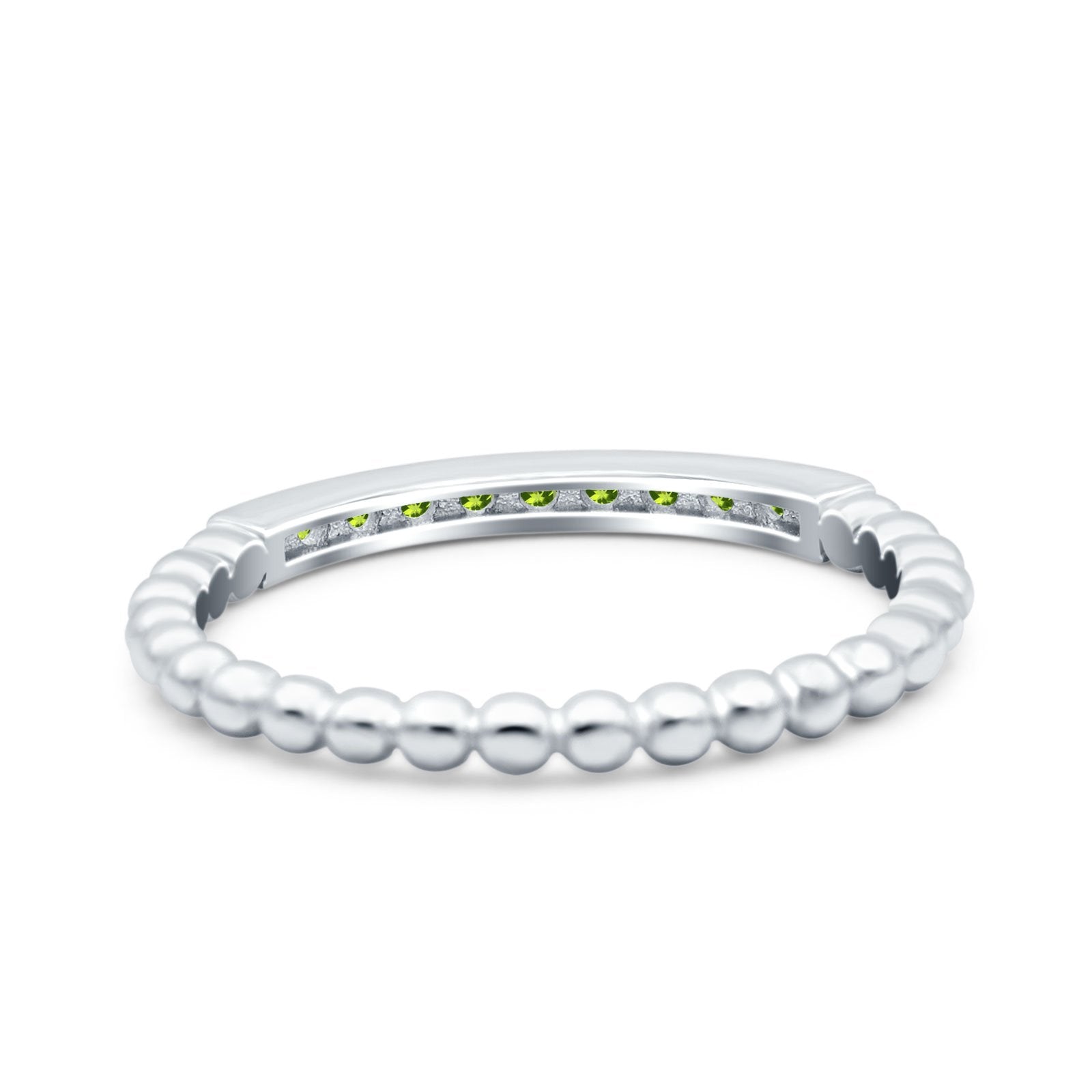 Half Eternity Wedding Band Ring Round Simulated Peridot CZ 925 Sterling Silver