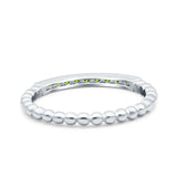 Half Eternity Wedding Band Ring Round Simulated Peridot CZ 925 Sterling Silver