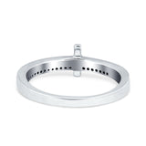 Sideway Cross Ring Round Eternity Simulated Cubic Zirconia 925 Sterling Silver
