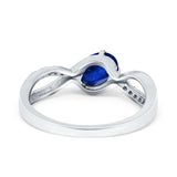 Oval Engagement Ring Simulated Blue Sapphire CZ 925 Sterling Silver