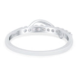 Fashion Overlap Ring Half Eternity Round Simulated Cubic Zirconia 925 Sterling Silver (5mm)