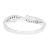 Fashion Crisscross Half Eternity Ring Band Round 4mm Simulated Cubic Zirconia 925 Sterling Silver