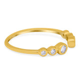 Half Eternity Ring Band Bezel Round Yellow Tone, Simulated Cubic Zirconia 925 Sterling Silver (4mm)