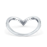 Half Eternity V Chevron Midi Ring Round Simulated CZ 925 Sterling Silver